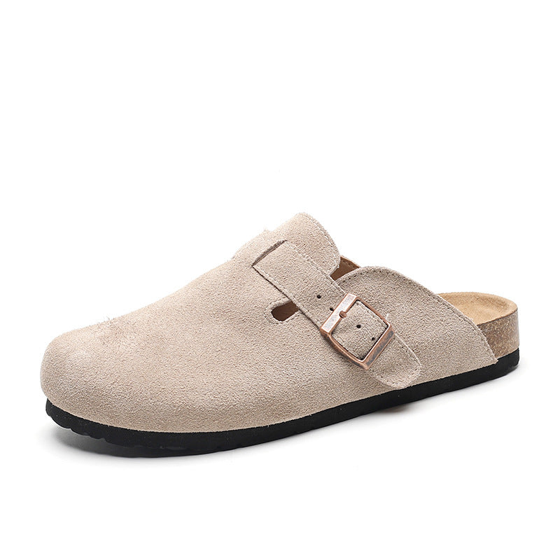 Mule-sabot cuir velours unisexe Nature