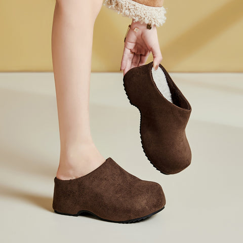 Retro Chunky-sole Closed-toe Mules For Women, Perfect For Outdoor Wear