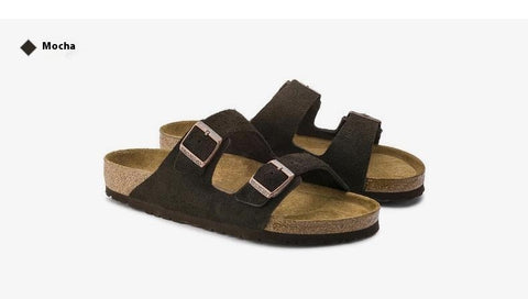 Women's Vintage Cork Flat Boken Sandals Men's One-word Sandals